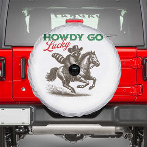 Howdy Go Lucky Spare Tire Cover Cowboy Raccoon St Patrick's Day TS14 White Print Your Wear