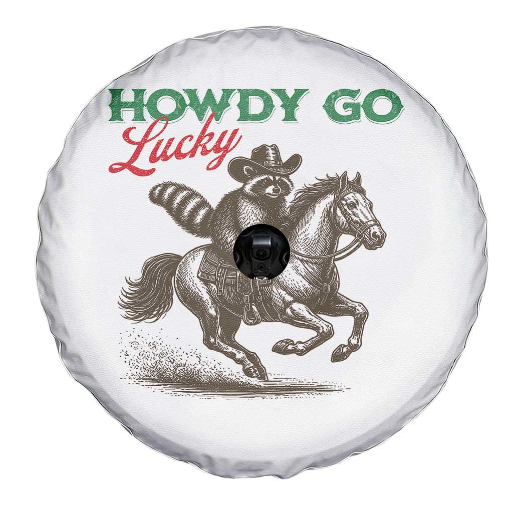 Howdy Go Lucky Spare Tire Cover Cowboy Raccoon St Patrick's Day TS14 Print Your Wear
