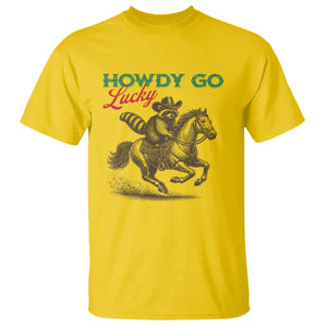 Howdy Go Lucky T Shirt Cowboy Raccoon St Patrick's Day TS14 Daisy Print Your Wear