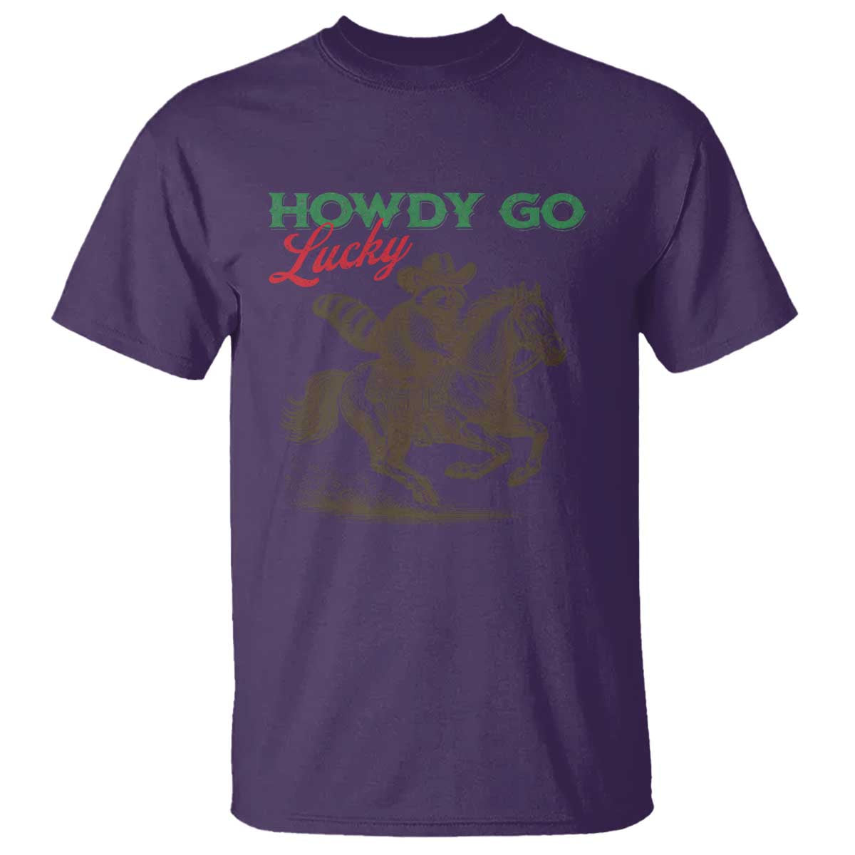 Howdy Go Lucky T Shirt Cowboy Raccoon St Patrick's Day TS14 Purple Print Your Wear