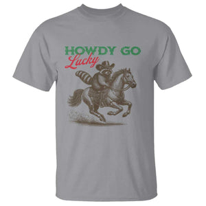 Howdy Go Lucky T Shirt Cowboy Raccoon St Patrick's Day TS14 Sport Gray Print Your Wear