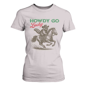 Howdy Go Lucky T Shirt For Women Cowboy Raccoon St Patrick's Day TS14 Ice Gray Print Your Wear