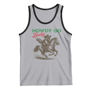 Howdy Go Lucky Tank Top Cowboy Raccoon St Patrick's Day TS14 Athletic Heather Black Print Your Wear