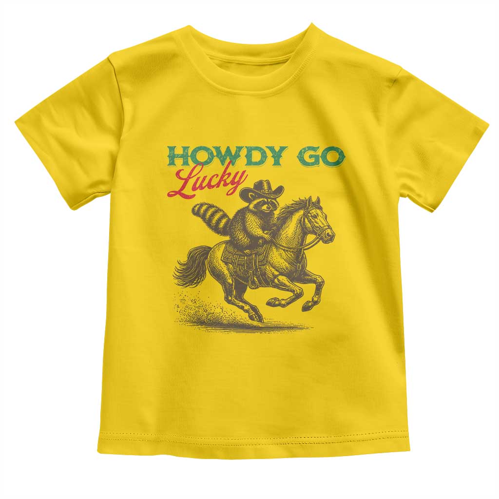 Howdy Go Lucky Toddler T Shirt Cowboy Raccoon St Patrick's Day TS14 Daisy Print Your Wear
