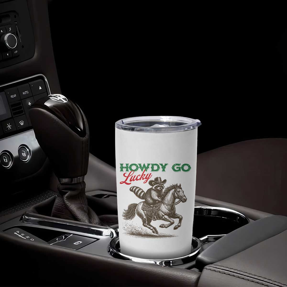 Howdy Go Lucky Tumbler Cup Cowboy Raccoon St Patrick's Day TS14 Print Your Wear