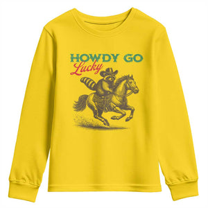 Howdy Go Lucky Youth Sweatshirt Cowboy Raccoon St Patrick's Day TS14 Daisy Print Your Wear