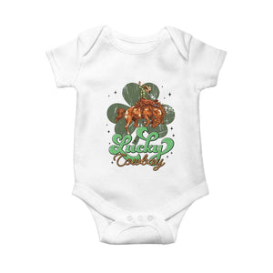 Lucky Cowboy Western Baby Onesie Funny St Patrick's Day TS14 White Print Your Wear