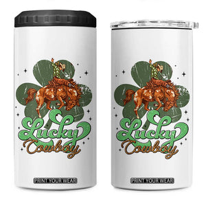 Lucky Cowboy Western 4 in 1 Can Cooler Tumbler Funny St Patrick's Day TS14 One Size: 16 oz White Print Your Wear