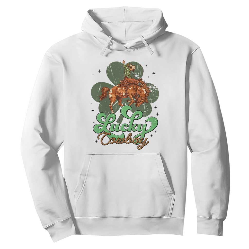 Lucky Cowboy Western Hoodie Funny St Patrick's Day TS14 White Print Your Wear