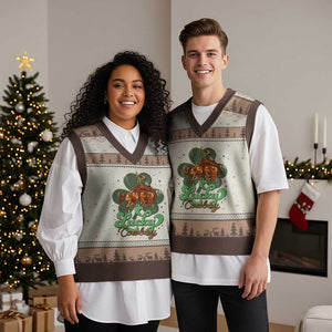 Lucky Cowboy Western V-Neck Knit Sweater Vest Funny St Patrick's Day TS14 Mocha Mousse Print Your Wear