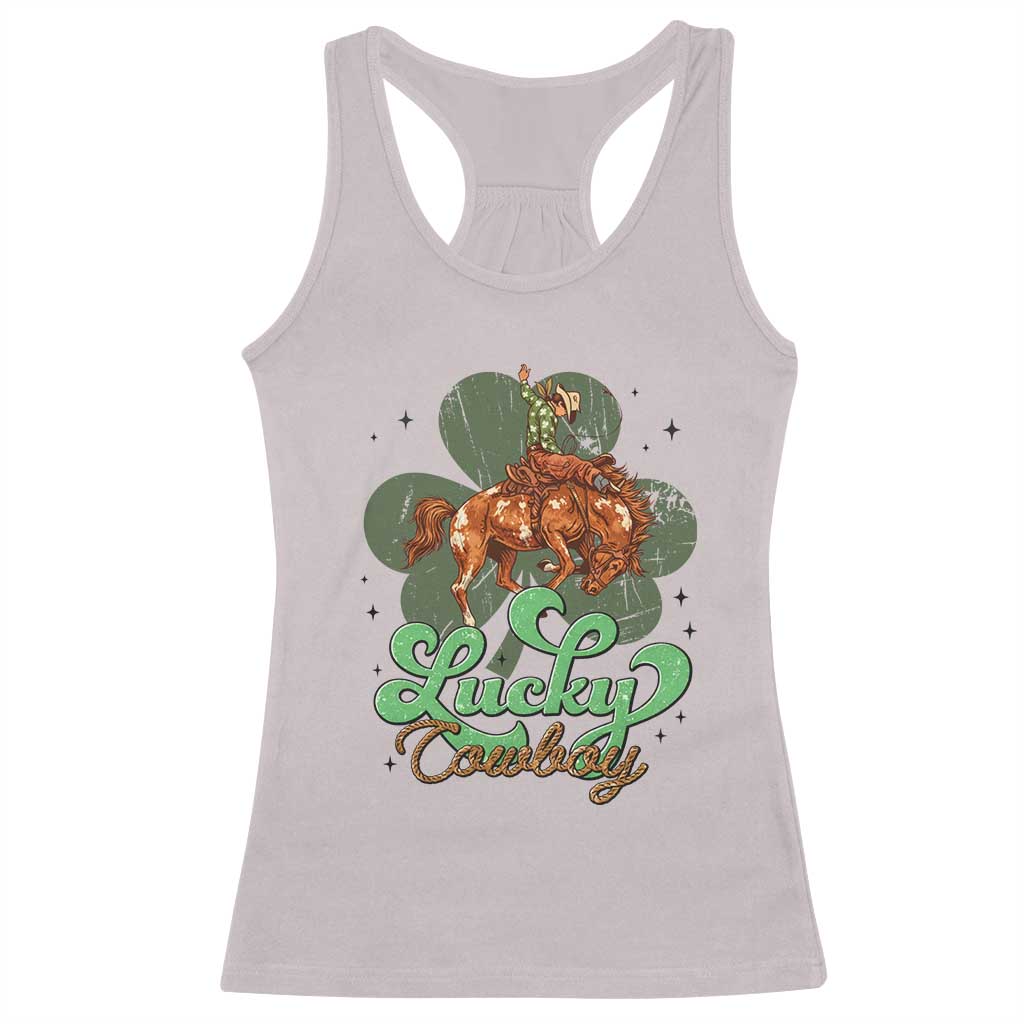 Lucky Cowboy Western Racerback Tank Top Funny St Patrick's Day TS14 Ice Gray Print Your Wear