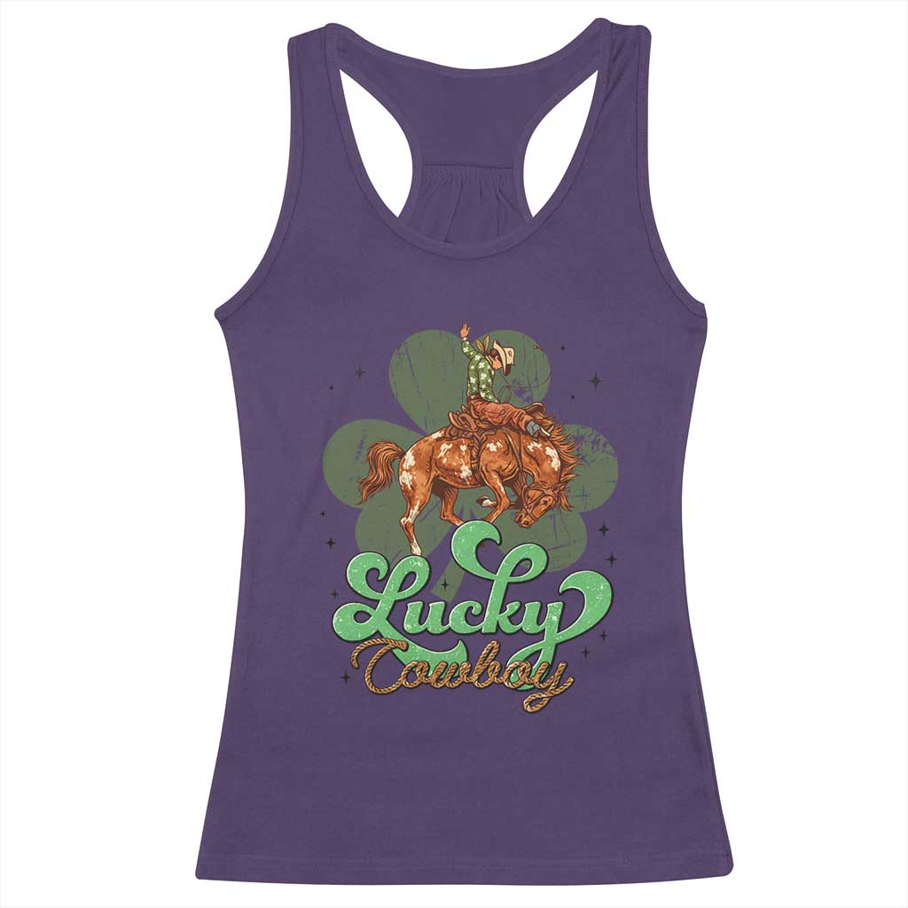 Lucky Cowboy Western Racerback Tank Top Funny St Patrick's Day TS14 Purple Print Your Wear