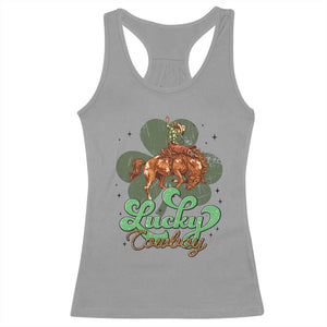 Lucky Cowboy Western Racerback Tank Top Funny St Patrick's Day TS14 Sport Gray Print Your Wear
