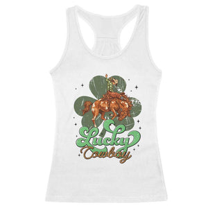 Lucky Cowboy Western Racerback Tank Top Funny St Patrick's Day TS14 White Print Your Wear