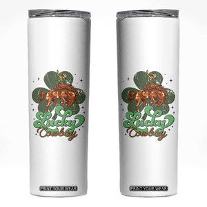 Lucky Cowboy Western Skinny Tumbler Funny St Patrick's Day TS14 White Print Your Wear