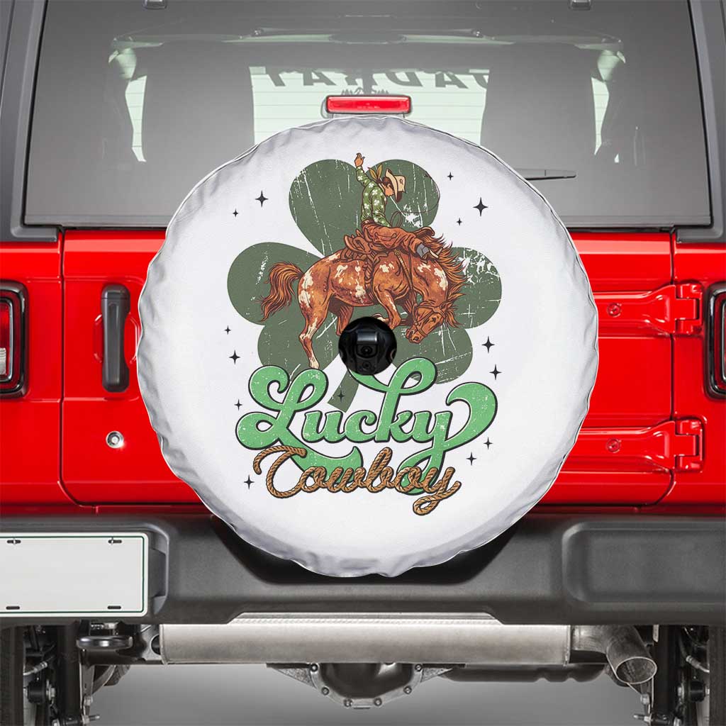 Lucky Cowboy Western Spare Tire Cover Funny St Patrick's Day TS14 White Print Your Wear