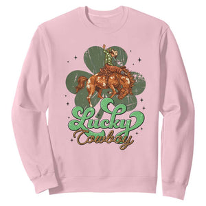 Lucky Cowboy Western Sweatshirt Funny St Patrick's Day TS14 Light Pink Print Your Wear