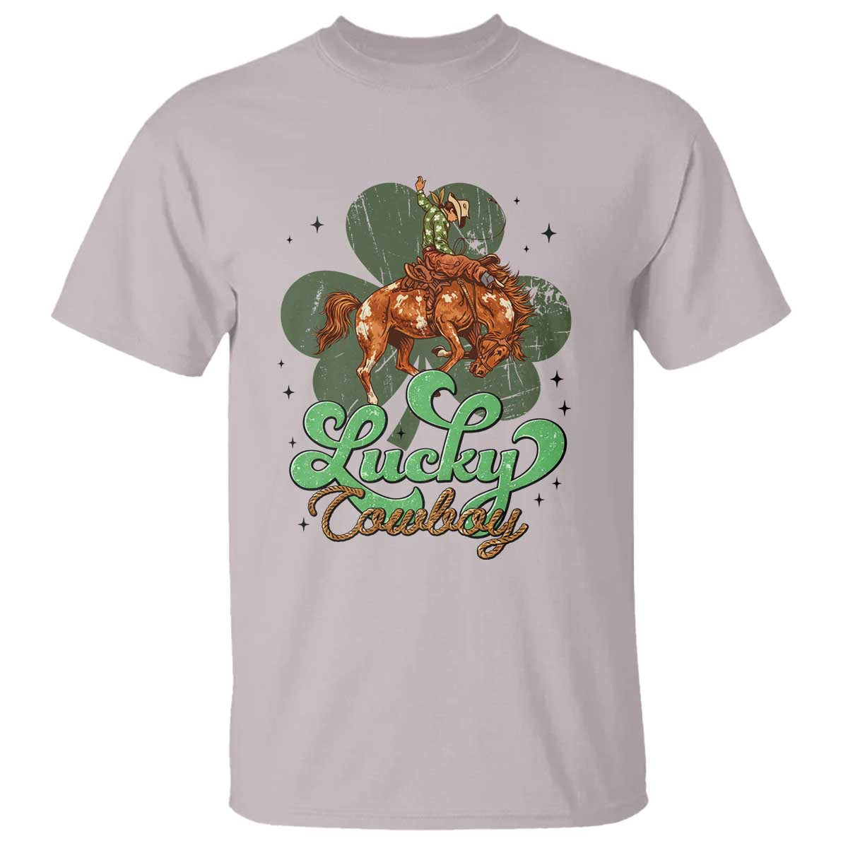 Lucky Cowboy Western T Shirt Funny St Patrick's Day TS14 Ice Gray Print Your Wear