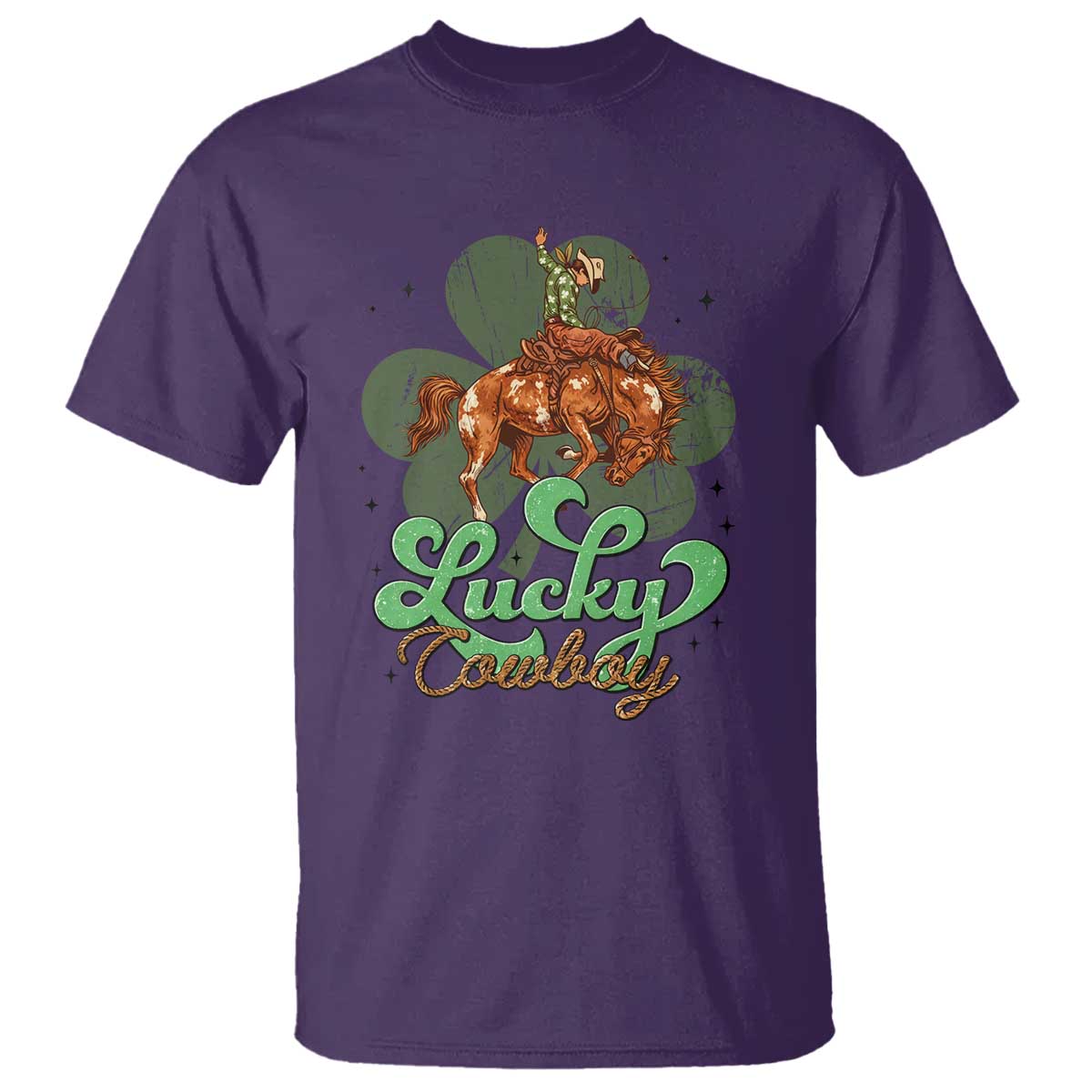 Lucky Cowboy Western T Shirt Funny St Patrick's Day TS14 Purple Print Your Wear