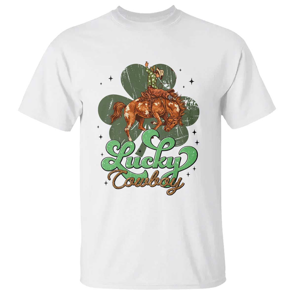 Lucky Cowboy Western T Shirt Funny St Patrick's Day TS14 White Print Your Wear