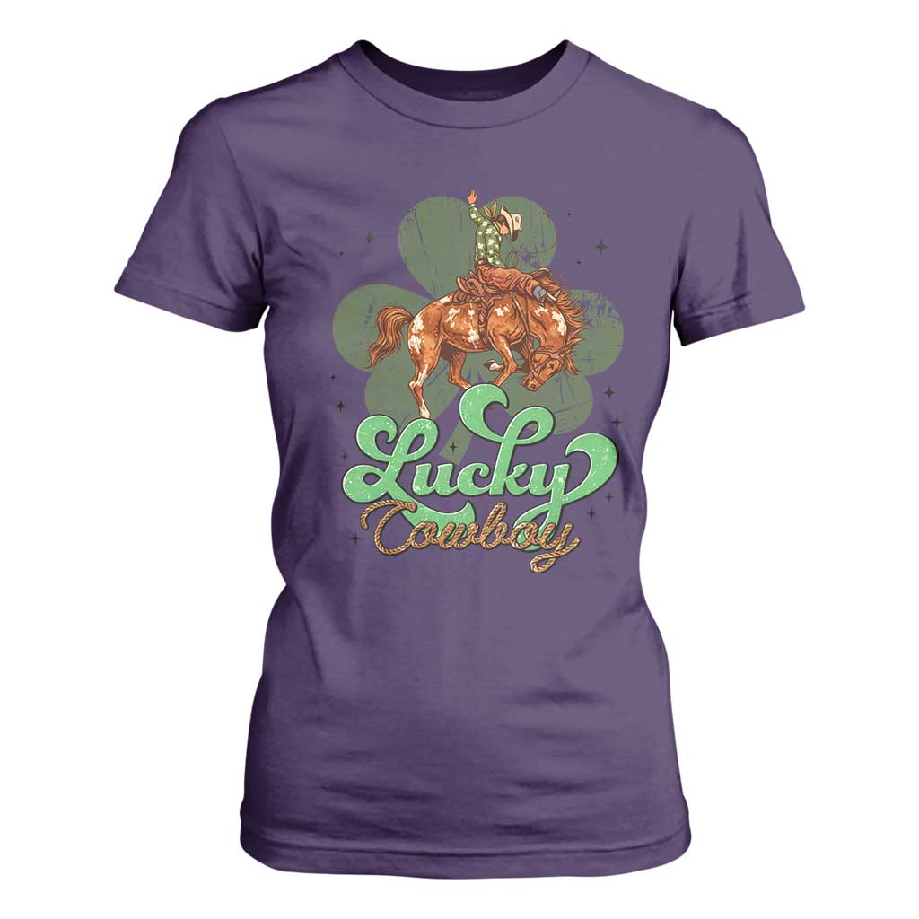 Lucky Cowboy Western T Shirt For Women Funny St Patrick's Day TS14 Purple Print Your Wear