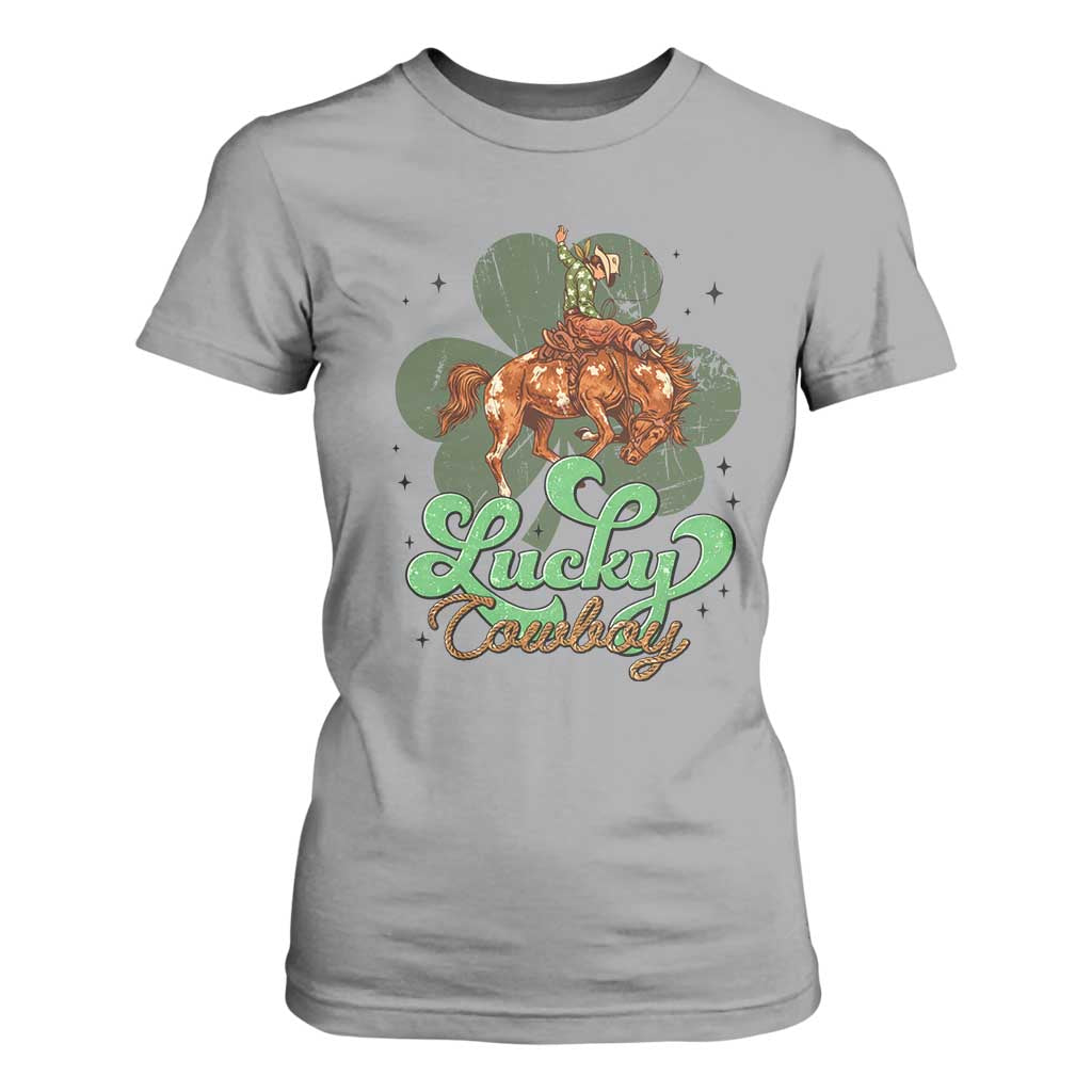 Lucky Cowboy Western T Shirt For Women Funny St Patrick's Day TS14 Sport Gray Print Your Wear