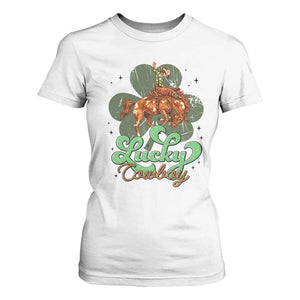 Lucky Cowboy Western T Shirt For Women Funny St Patrick's Day TS14 White Print Your Wear