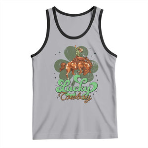 Lucky Cowboy Western Tank Top Funny St Patrick's Day TS14 Athletic Heather Black Print Your Wear