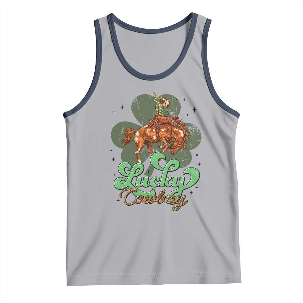 Lucky Cowboy Western Tank Top Funny St Patrick's Day TS14 Athletic Heather Navy Print Your Wear