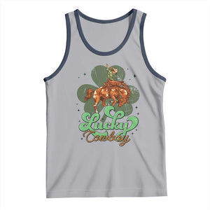 Lucky Cowboy Western Tank Top Funny St Patrick's Day TS14 Athletic Heather Navy Print Your Wear