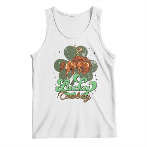 Lucky Cowboy Western Tank Top Funny St Patrick's Day TS14 White Print Your Wear