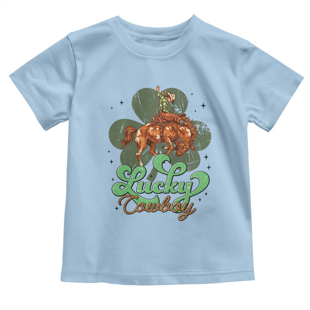Lucky Cowboy Western Toddler T Shirt Funny St Patrick's Day TS14 Light Blue Print Your Wear