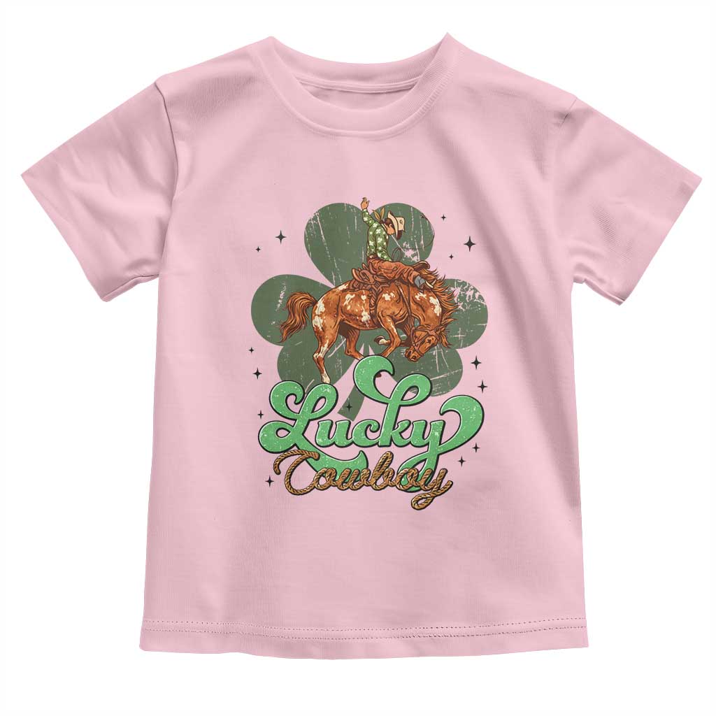Lucky Cowboy Western Toddler T Shirt Funny St Patrick's Day TS14 Light Pink Print Your Wear