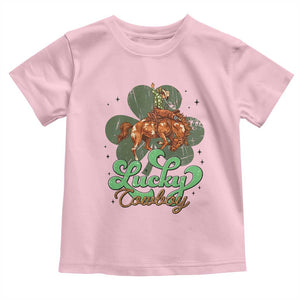 Lucky Cowboy Western Toddler T Shirt Funny St Patrick's Day TS14 Light Pink Print Your Wear