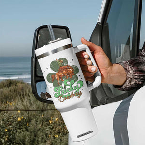 Lucky Cowboy Western Tumbler With Handle Funny St Patrick's Day TS14 Print Your Wear