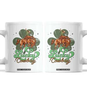 Lucky Cowboy Western Coffee Mug Funny St Patrick's Day TS14 White Print Your Wear