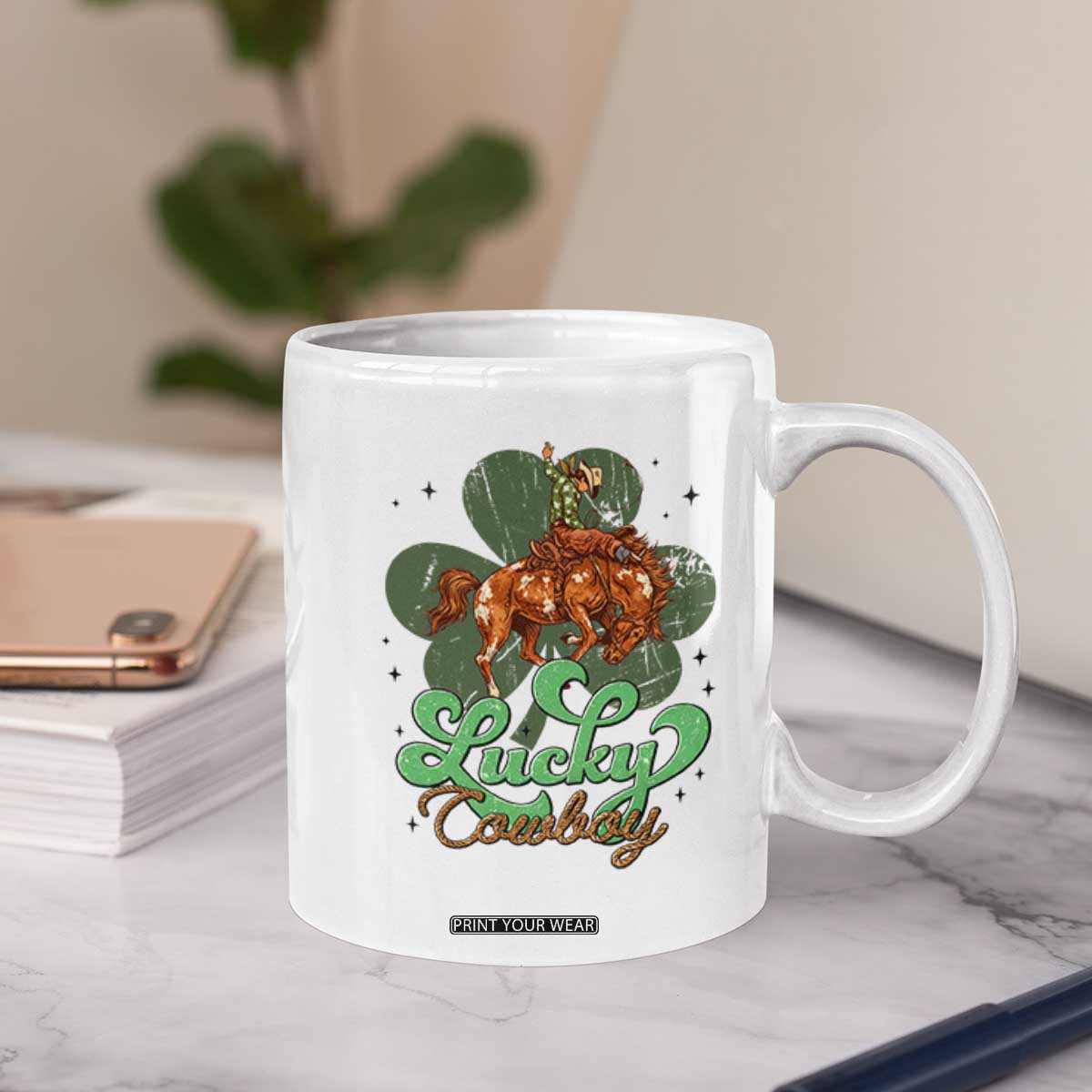 Lucky Cowboy Western Coffee Mug Funny St Patrick's Day TS14 Print Your Wear