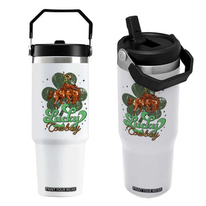 Lucky Cowboy Western Flip Straw Tumbler Funny St Patrick's Day TS14 One Size: 30 oz White Print Your Wear