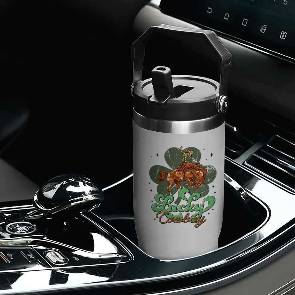 Lucky Cowboy Western Flip Straw Tumbler Funny St Patrick's Day TS14 Print Your Wear