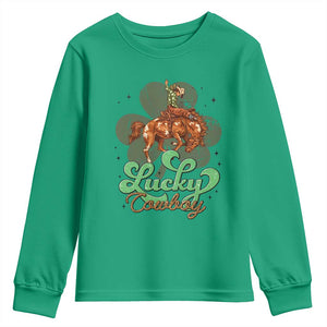 Lucky Cowboy Western Youth Sweatshirt Funny St Patrick's Day TS14 Irish Green Print Your Wear