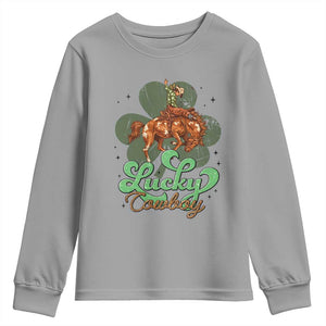 Lucky Cowboy Western Youth Sweatshirt Funny St Patrick's Day TS14 Sport Gray Print Your Wear