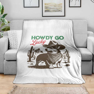 Howdy Go Lucky Throw Blanket Funny Corgi St Patrick's Day TS14 Print Your Wear