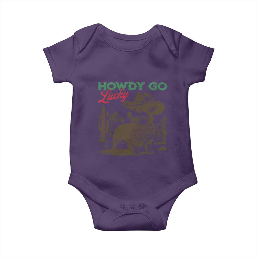 Howdy Go Lucky Baby Onesie Funny Corgi St Patrick's Day TS14 Purple Print Your Wear