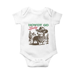 Howdy Go Lucky Baby Onesie Funny Corgi St Patrick's Day TS14 White Print Your Wear