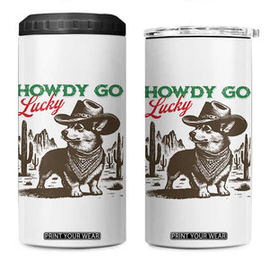 Howdy Go Lucky 4 in 1 Can Cooler Tumbler Funny Corgi St Patrick's Day TS14 One Size: 16 oz White Print Your Wear