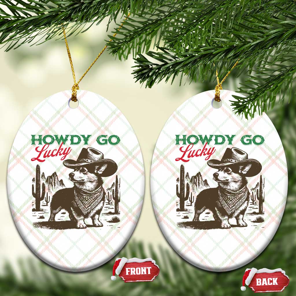 Howdy Go Lucky Ceramic Ornament Funny Corgi St Patrick's Day TS14 Print Your Wear