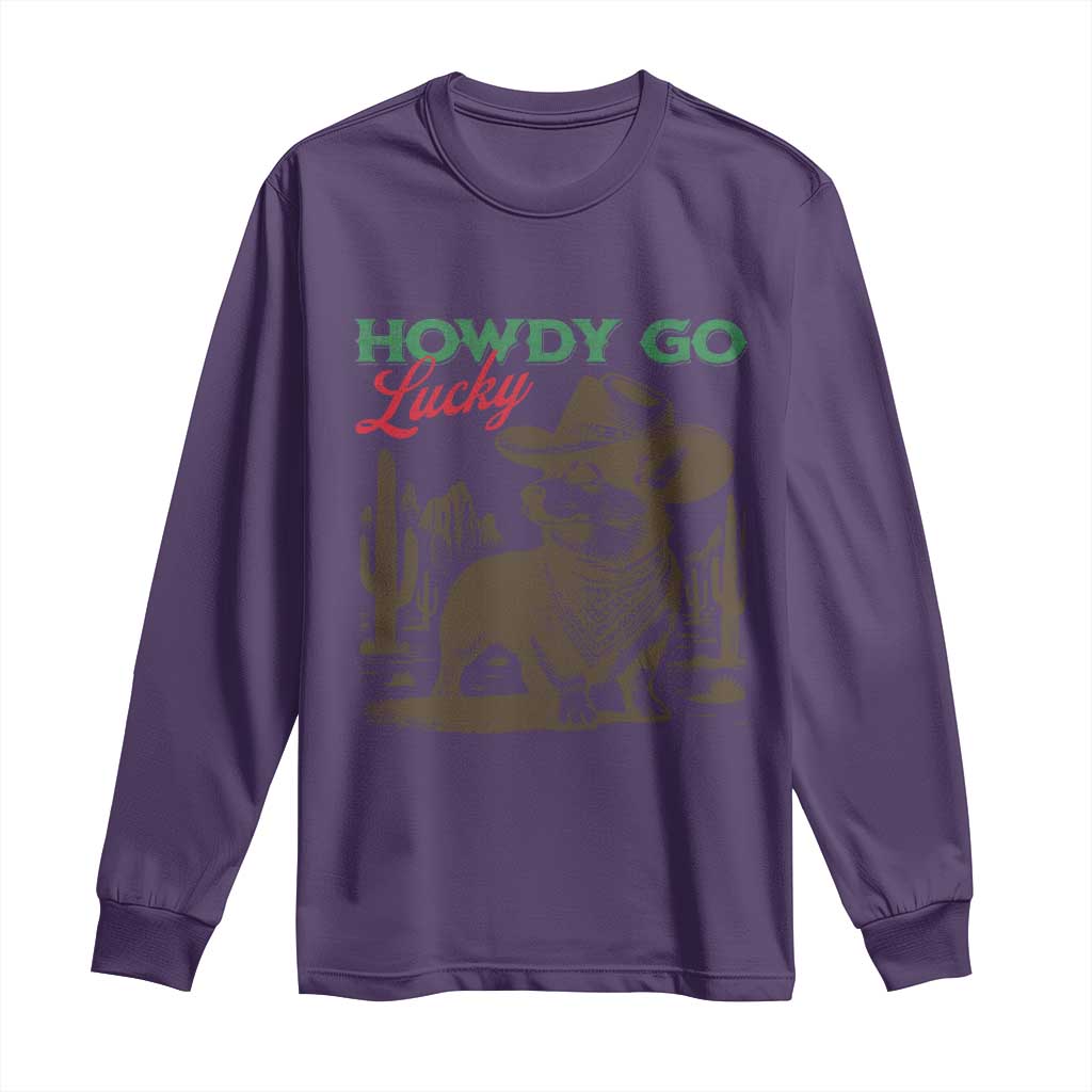 Howdy Go Lucky Long Sleeve Shirt Funny Corgi St Patrick's Day TS14 Purple Print Your Wear
