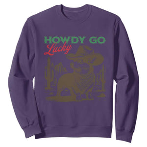 Howdy Go Lucky Sweatshirt Funny Corgi St Patrick's Day TS14 Purple Print Your Wear