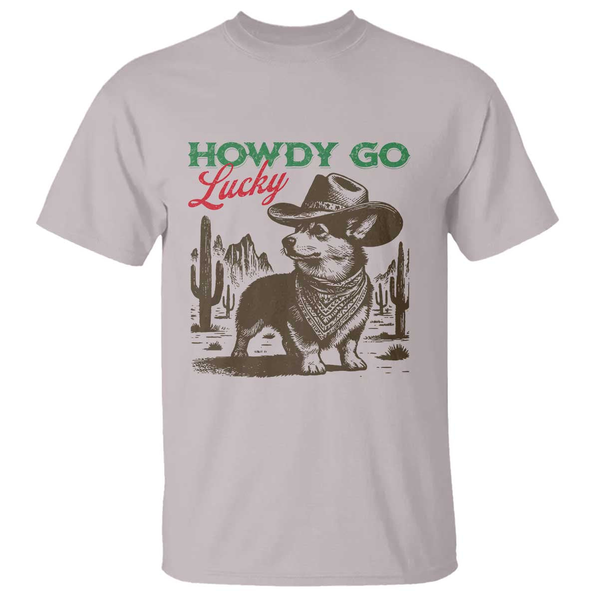 Howdy Go Lucky T Shirt Funny Corgi St Patrick's Day TS14 Ice Gray Print Your Wear