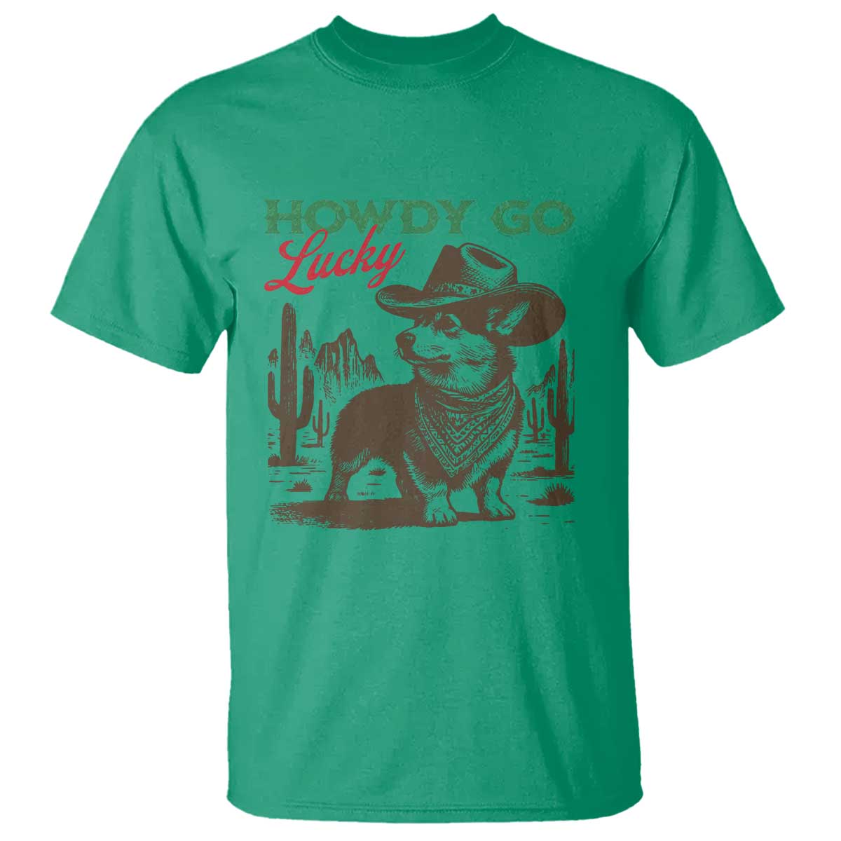 Howdy Go Lucky T Shirt Funny Corgi St Patrick's Day TS14 Irish Green Print Your Wear